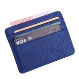 TRASSORY Small Mini Travel Lizard Pattern Leather Bank Business Id Card Holder Wallet Case For Men Women With Id Window