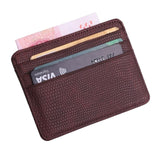 TRASSORY Small Mini Travel Lizard Pattern Leather Bank Business Id Card Holder Wallet Case For Men Women With Id Window