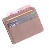 TRASSORY Small Mini Travel Lizard Pattern Leather Bank Business Id Card Holder Wallet Case For Men Women With Id Window