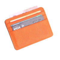 TRASSORY Small Mini Travel Lizard Pattern Leather Bank Business Id Card Holder Wallet Case For Men Women With Id Window