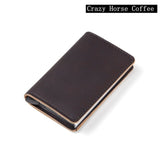 Men Crazy Horse Leather Automatic Credit card holder Wallet Aluminum Mini Wallet With Back Pocket ID Card RFID Blocking purse