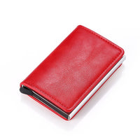 Bycobecy Credit Card Holder Wallet Men Women Metal RFID Vintage Aluminium Bag Crazy Horse PU Leather Bank Cardholder Case New