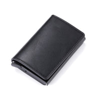 Bycobecy Credit Card Holder Wallet Men Women Metal RFID Vintage Aluminium Bag Crazy Horse PU Leather Bank Cardholder Case New