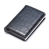 Bycobecy Credit Card Holder Wallet Men Women Metal RFID Vintage Aluminium Bag Crazy Horse PU Leather Bank Cardholder Case New