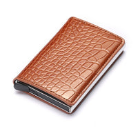 Bycobecy Credit Card Holder Wallet Men Women Metal RFID Vintage Aluminium Bag Crazy Horse PU Leather Bank Cardholder Case New