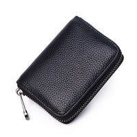 PURDORED 1 pc Men Business Card Holder Genuine Leather Credit Card Holder Women Zipper Pocket Unisex Card Case Zipper Coin Purse