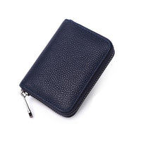 PURDORED 1 pc Men Business Card Holder Genuine Leather Credit Card Holder Women Zipper Pocket Unisex Card Case Zipper Coin Purse
