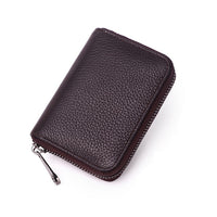 PURDORED 1 pc Men Business Card Holder Genuine Leather Credit Card Holder Women Zipper Pocket Unisex Card Case Zipper Coin Purse