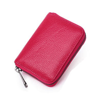 PURDORED 1 pc Men Business Card Holder Genuine Leather Credit Card Holder Women Zipper Pocket Unisex Card Case Zipper Coin Purse
