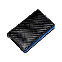 Men Automatic Credit card holder carbon fiber Leather Wallet Aluminum Mini Wallet With Back Pocket ID Card RFID Blocking purse