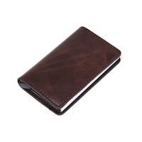 Men Automatic Credit card holder carbon fiber Leather Wallet Aluminum Mini Wallet With Back Pocket ID Card RFID Blocking purse