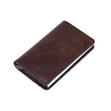 Men Automatic Credit card holder carbon fiber Leather Wallet Aluminum Mini Wallet With Back Pocket ID Card RFID Blocking purse