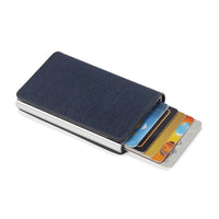 Men Automatic Credit card holder carbon fiber Leather Wallet Aluminum Mini Wallet With Back Pocket ID Card RFID Blocking purse