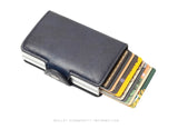 Men double Aluminum Leather Credit Card Holder RFID Metal Wallet Automatic pop up Anti-theft women Purse Business ID Cardholder